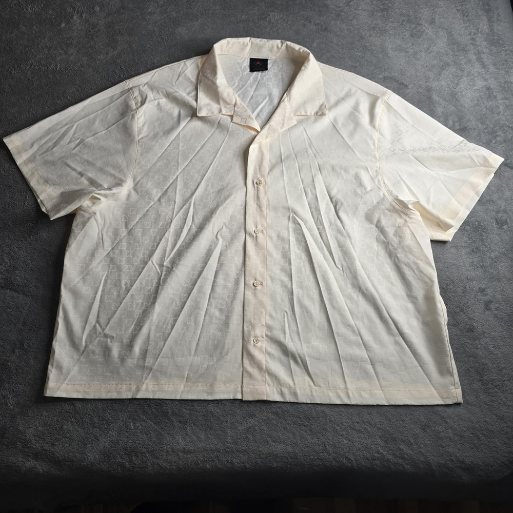 Nike Jordan 23 Monogram Shirt Mens 3XL Cream Button-Up DX9681-110